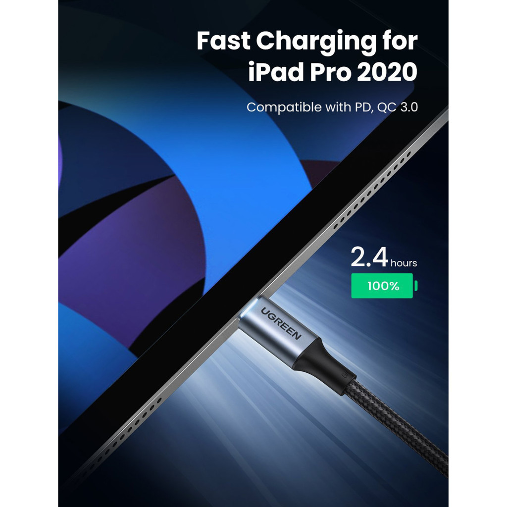 Дата кабель USB-C to USB-C 3.0m 5A 100W US316 Black Ugreen (90120) - зображення 4