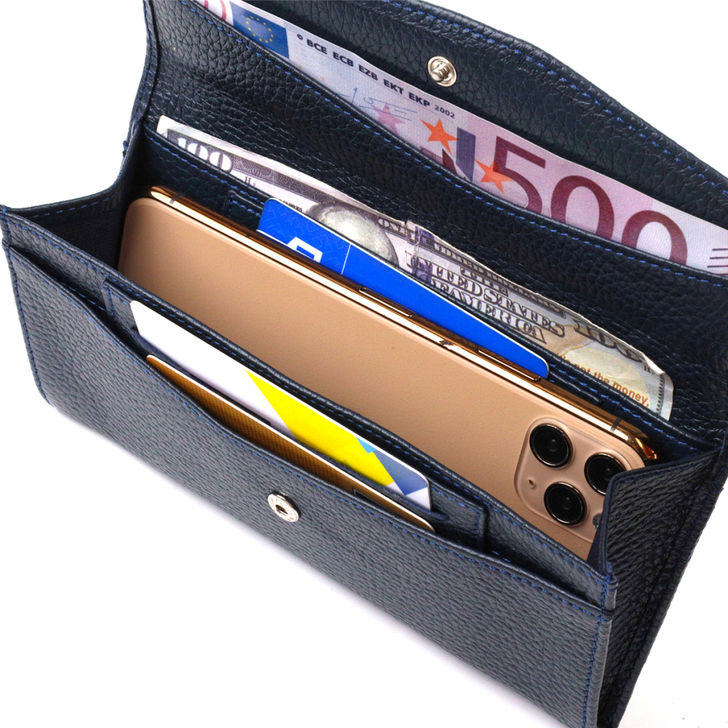 Портмоне Canpellini З натуральної шкіри флотар Синє (21702) - зображення 6