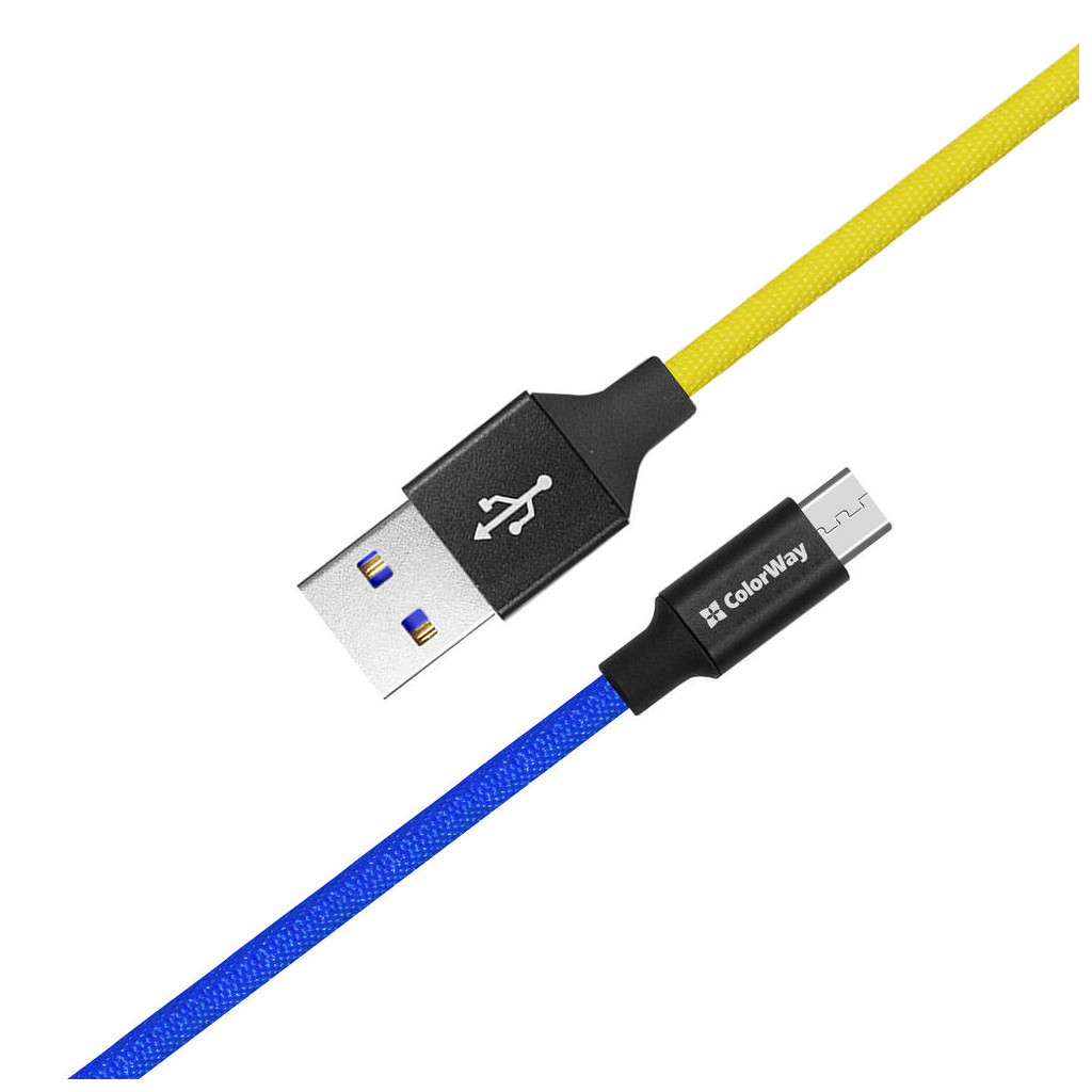 Дата кабель USB 2.0 AM to Micro 5P 1.0m National ColorWay (CW-CBUM052-BLY) - зображення 3