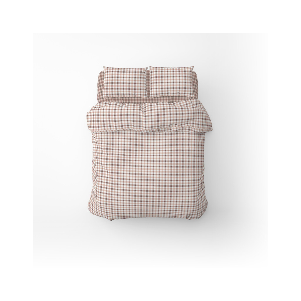 Постільна білизна Home Line Фланель Клітинка сіро-рожевий/фрезовий полуторний (179192) - изображение 2