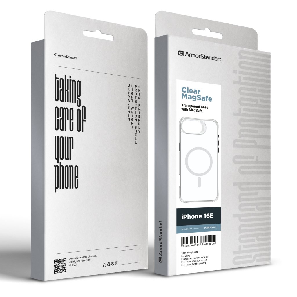 Чохол до мобільного телефона Armorstandart Clear Magsafe Apple iPhone 16e Transparent (ARM83849) - зображення 5