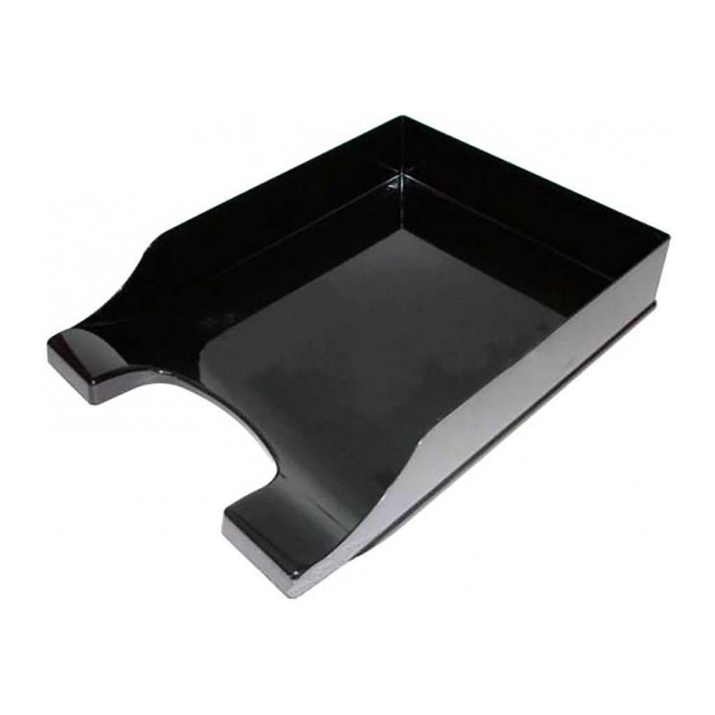 Лоток для паперів Economix горизонтальний Симетрія, пластик чорний (E31802-01) - зображення 1