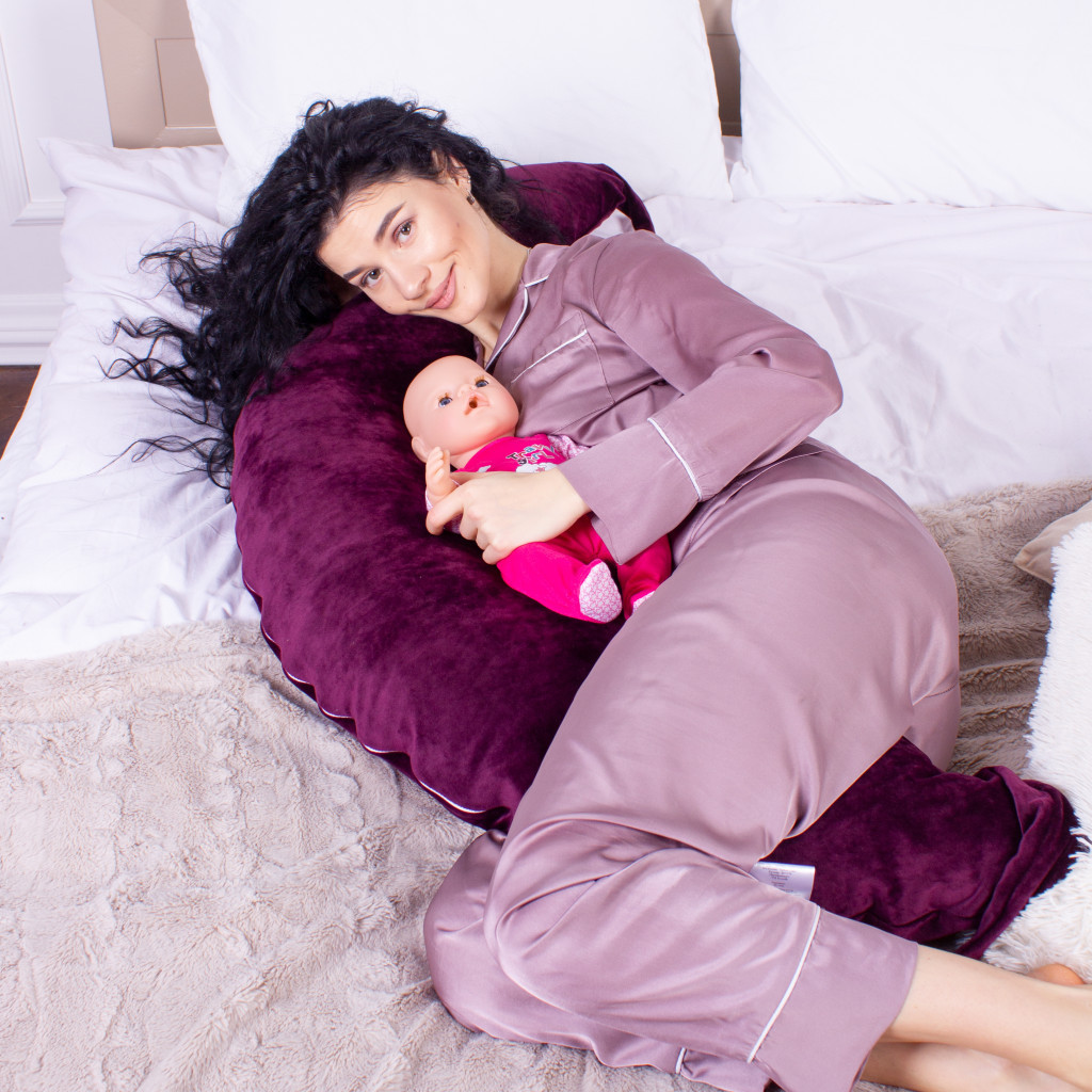 Подушка MirSon для вагітних та годування №8301 Velvet Line 28-0002 Excalibur Велюр 30х170х20 см (2200006200260) - изображение 4