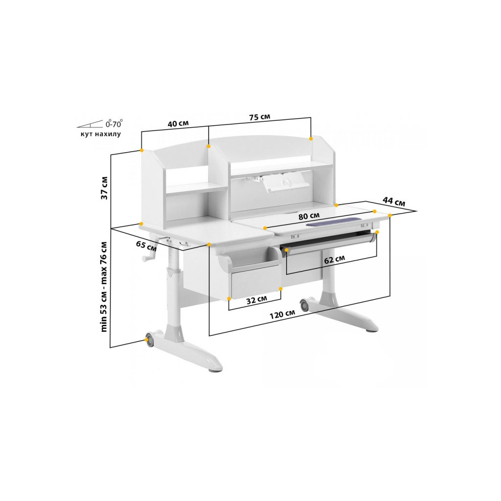 Парта ErgoKids Romana W Multicolor (Evo-70 W/MC) - зображення 6