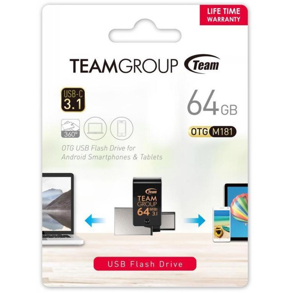 USB флеш накопичувач Team 64GB M181 Black USB 3.1/Type-C (TM181364GB01) - зображення 6