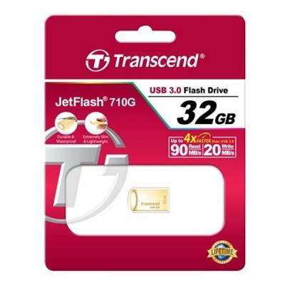 USB флеш накопичувач Transcend 32GB JetFlash 710 Metal Gold USB 3.0 (TS32GJF710G) - зображення 3