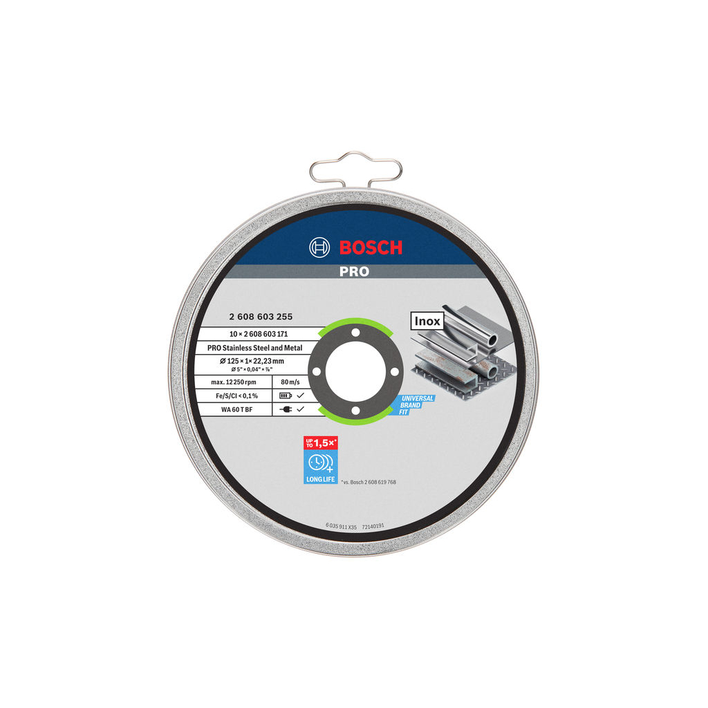 Круг відрізний Bosch Professional Stand по металу, 125х1.0х22.2мм, 10шт (2.608.603.255) - зображення 2