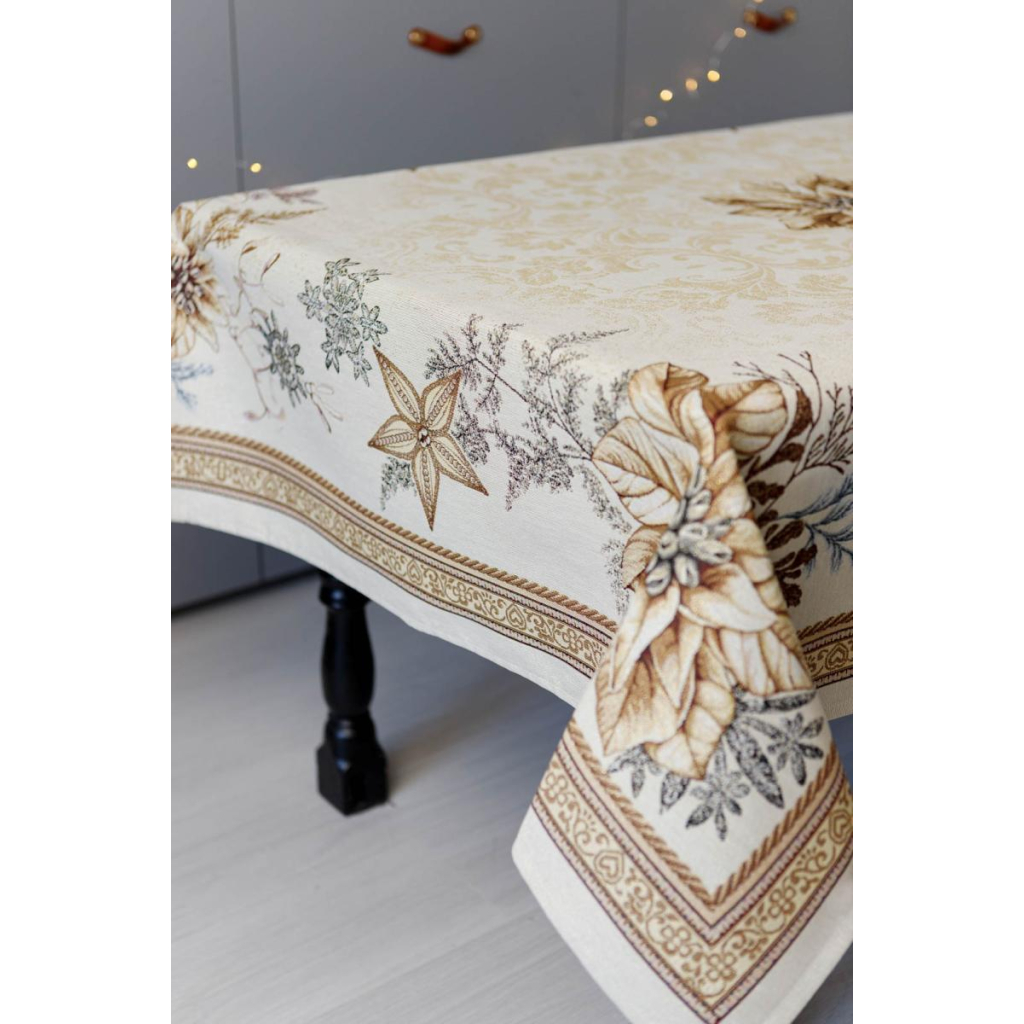 Скатертина Прованс гобеленова з велюром Золоте свято 135х140 см (036315) - зображення 4