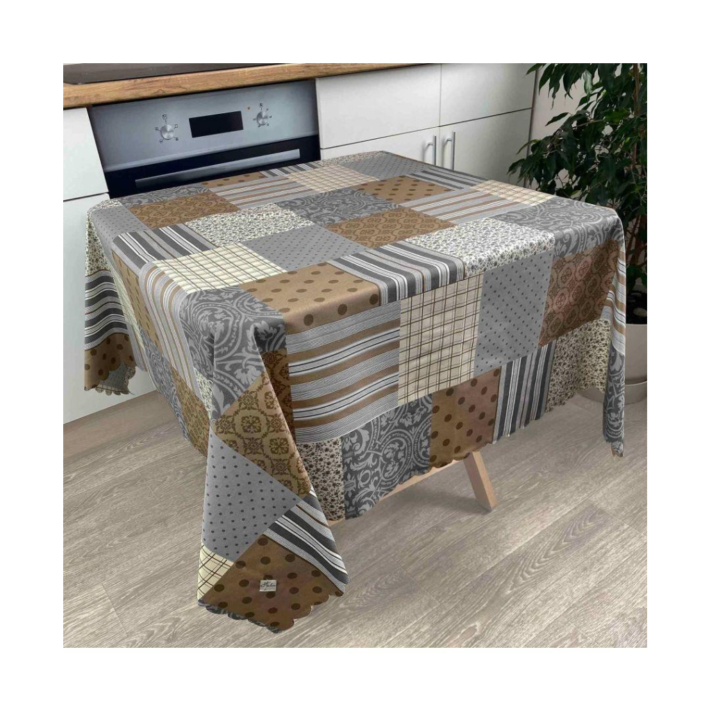 Скатертина Прованс водовiдштовхуюча Simfoni Печворк Какао 220х140 см (4823093411821) - зображення 4
