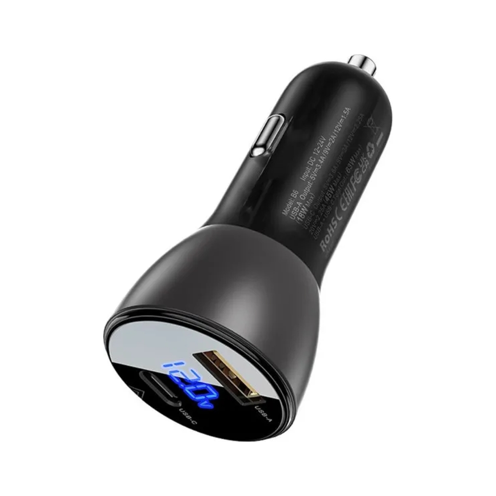 Зарядний пристрій Acefast 2xUSB 63W (USB-C + USB-A) B6 with digital display (6974316280972) - зображення 2