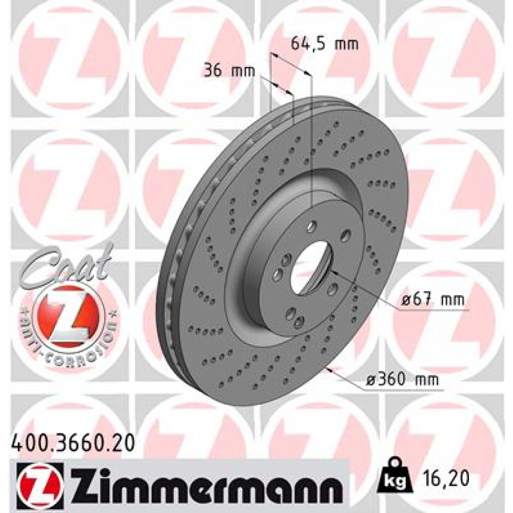 Гальмівний диск ZIMMERMANN 400.3660.20 - зображення 1
