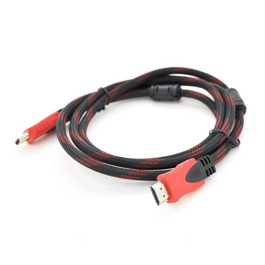 Кабель мультимедійний HDMI to HDMI 1.8m v1.4, OD-7.4mm Black/RED Merlion (YT-HDMI(M)/(M)NY/RD-1.8m) - зображення 1