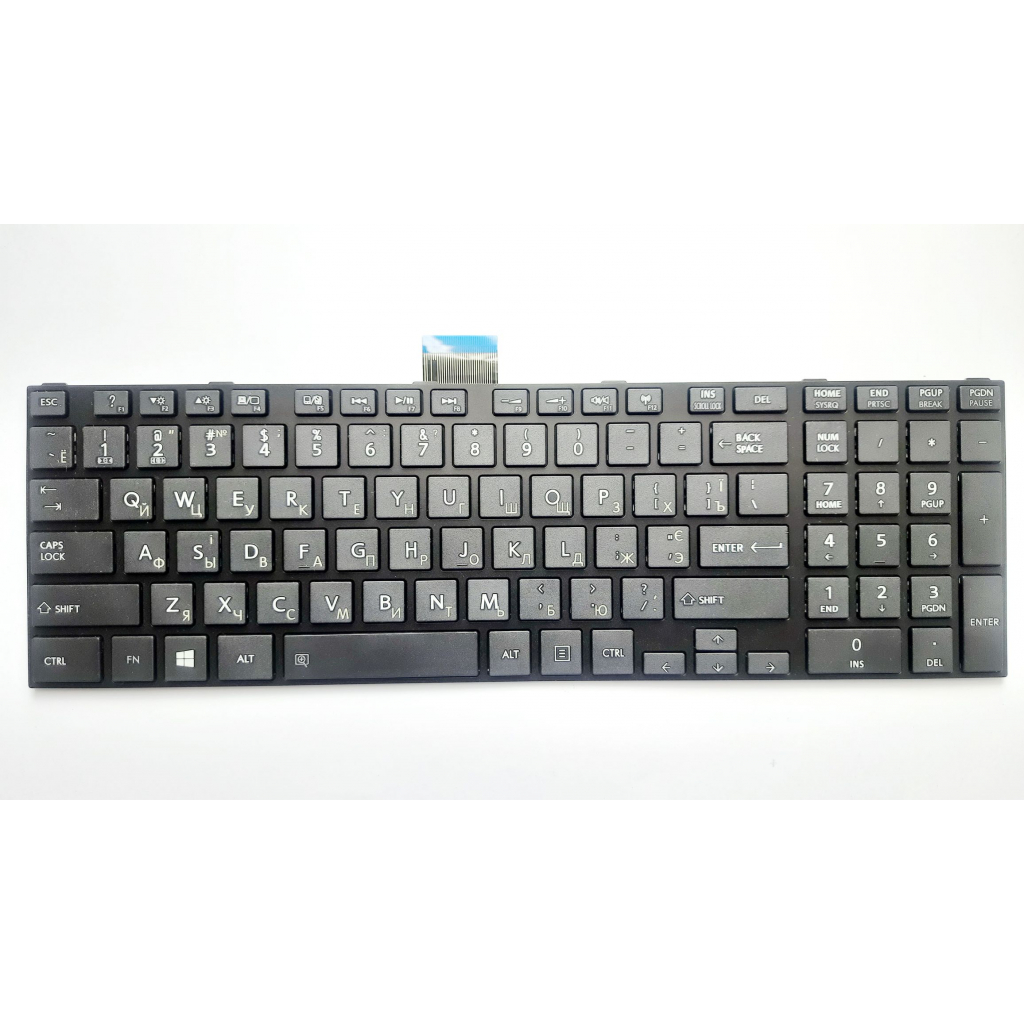 Клавіатура ноутбука Toshiba Satellite C50-A/C55-A/C50D-A/C55D-A чорна з чорною рамкою UA (A46183) - зображення 1