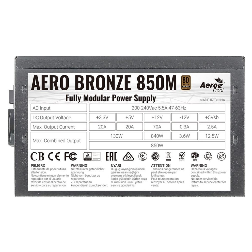 Блок живлення AeroCool 850W Aero Bronze (ACPB-AR85AEC.1M) - зображення 6