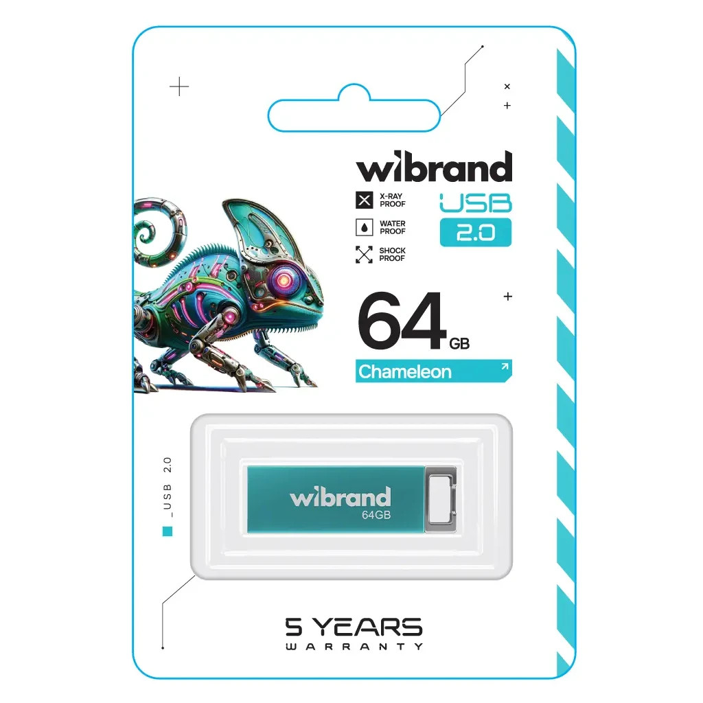 USB флеш накопичувач Wibrand 64GB Chameleon Blue USB 2.0 (WI2.0/CH64U6LU) - зображення 2