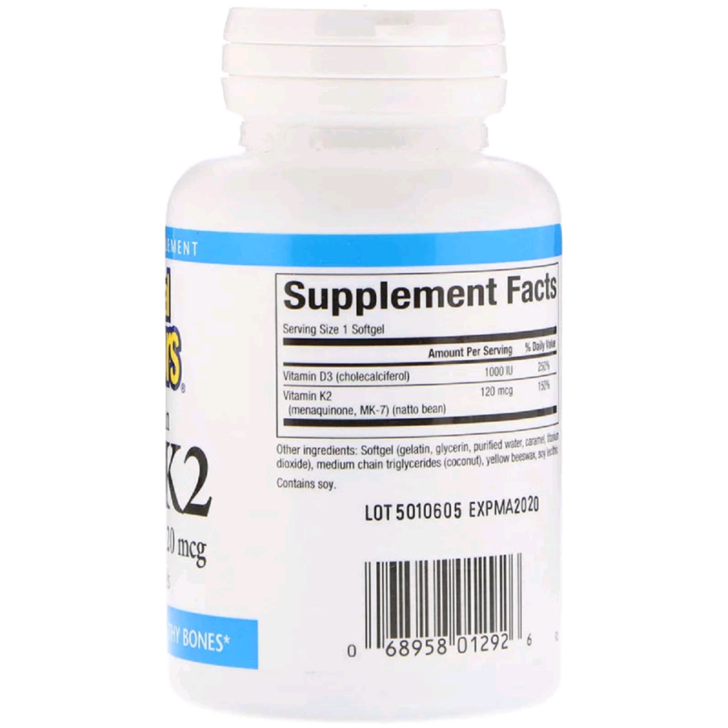 Вітамін Natural Factors Вітамін D3 і К2, Vitamin D3 & K2, 60 гелевих капсул (NFS-01292) - зображення 2