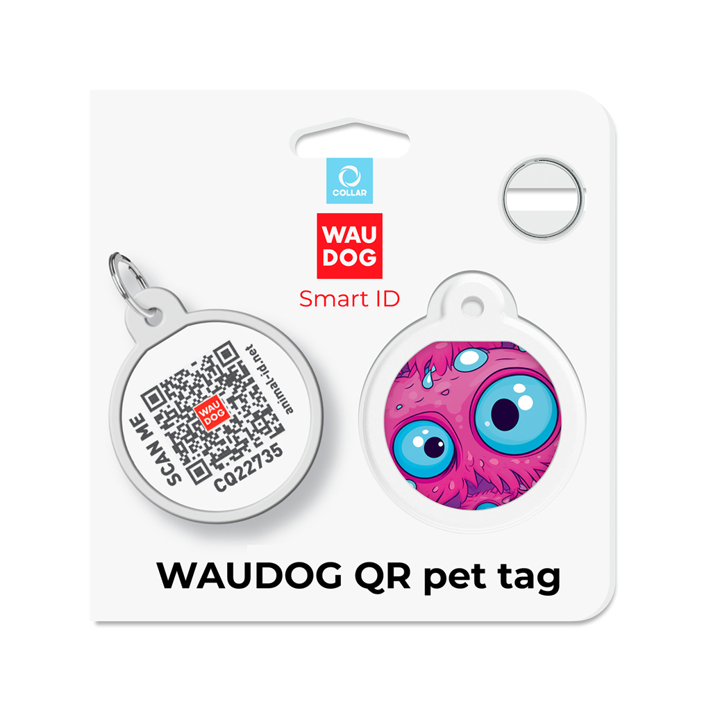 Адресник для тварин WAUDOG Smart ID з QR паспортом "Око монстра", коло 25 мм (225-4049) - зображення 5