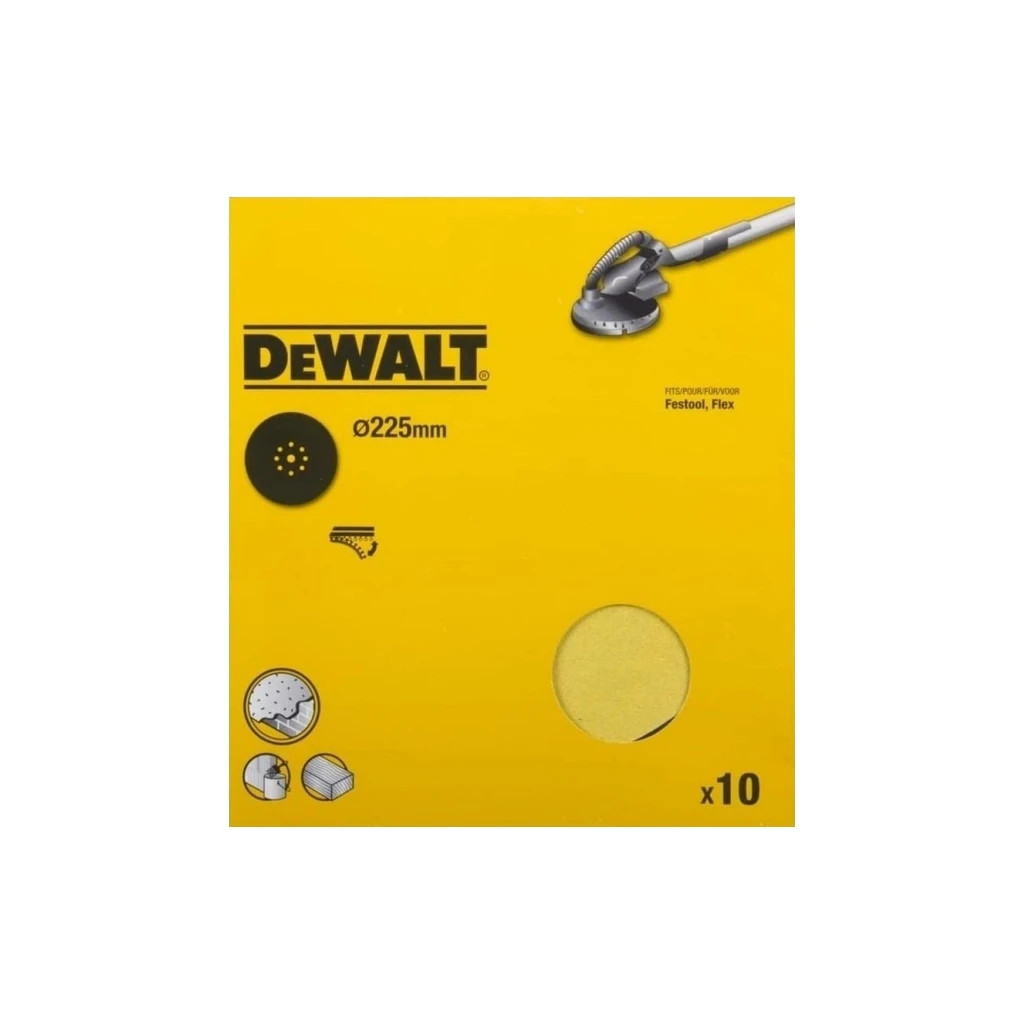 Наждачний папір DeWALT для ексцентрикових шліфувальних машин, 225 мм, зерно 60 (DT3164) - изображение 4