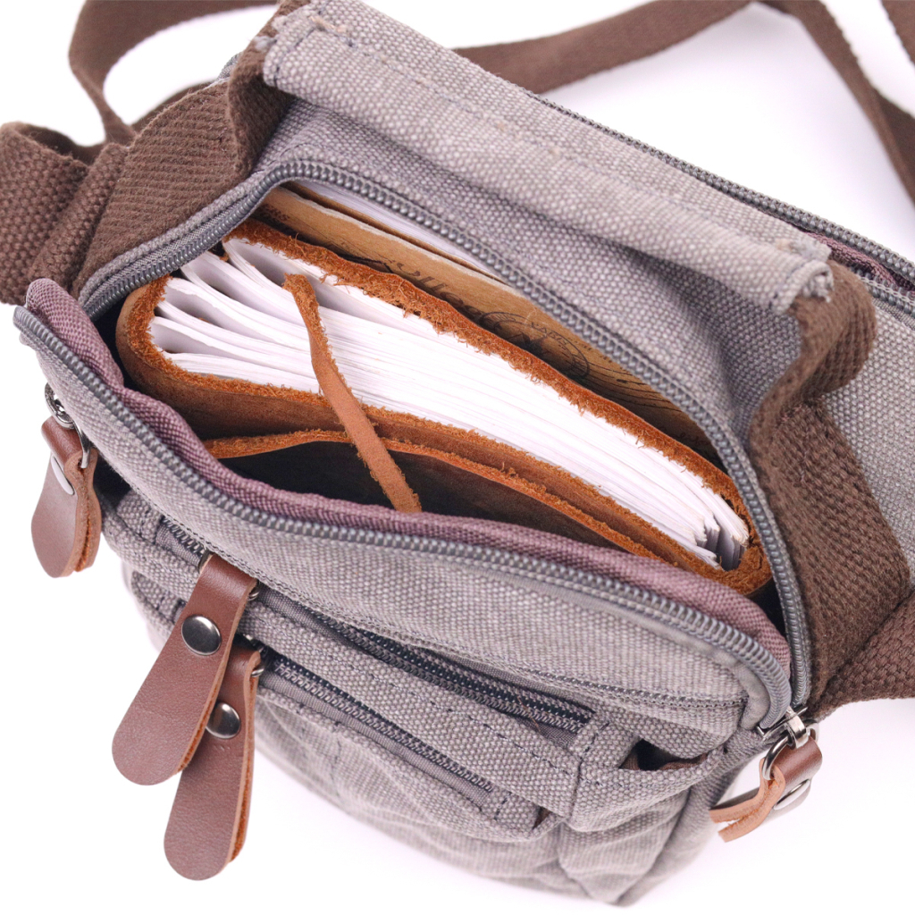 Сумка Vintage Чоловіча з текстилю Сіра (21244) - зображення 8