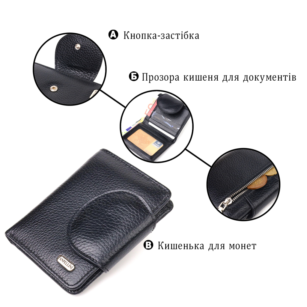 Портмоне Canpellini З натуральної шкіри Чорний (21668) - зображення 4