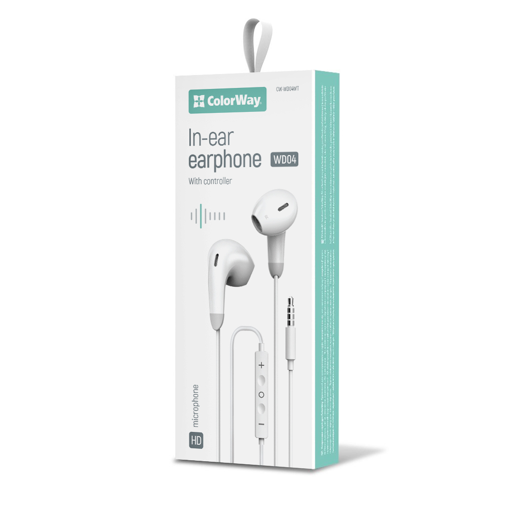 Навушники ColorWay 3.5 mm Wired Earphone Sound Wave White (CW-WD04WT) - зображення 2