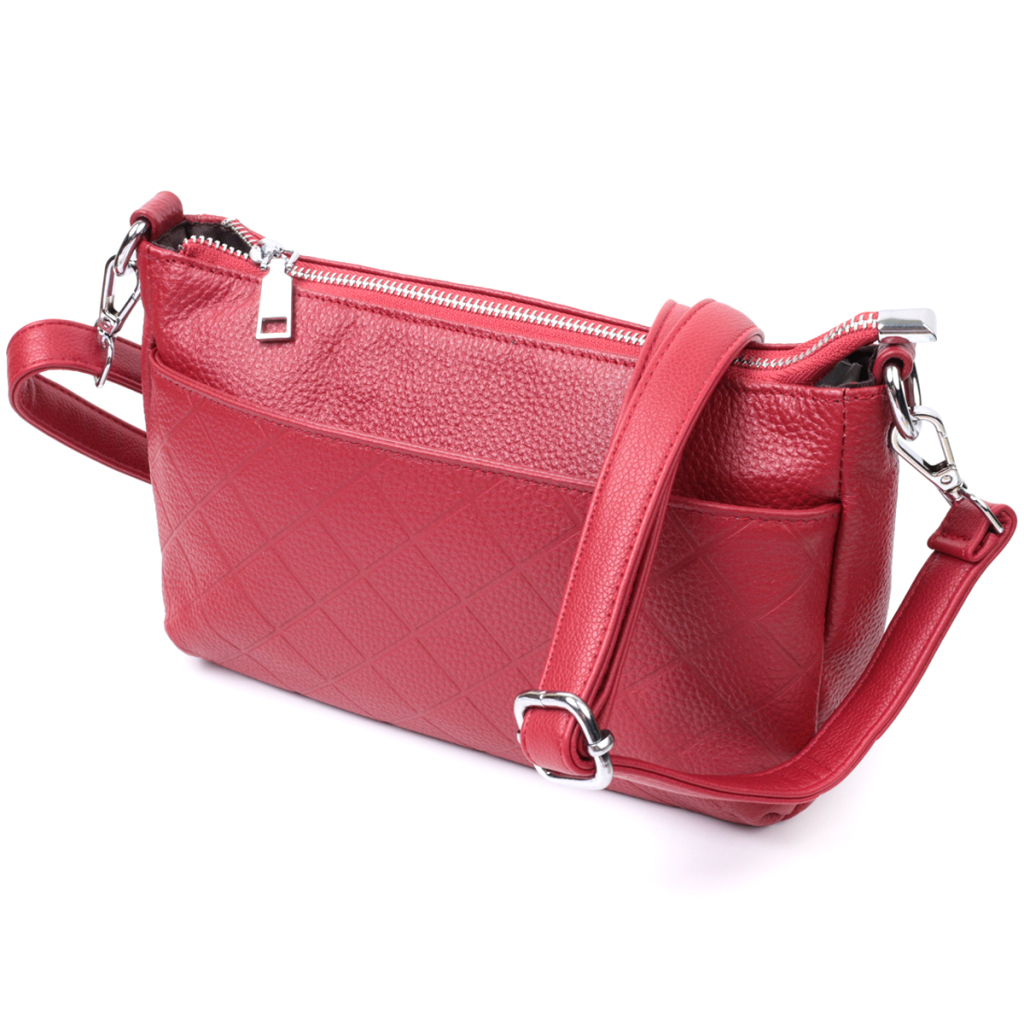 Сумка Vintage Жіноча середнього розміру на три відділення із натуральної шкіри Червона (22803) - зображення 2