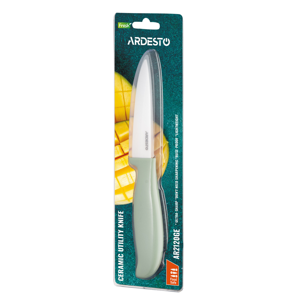 Кухонний ніж Ardesto Fresh 10см, кераміка, пластик, зелений світлий (AR2120GE) - зображення 3