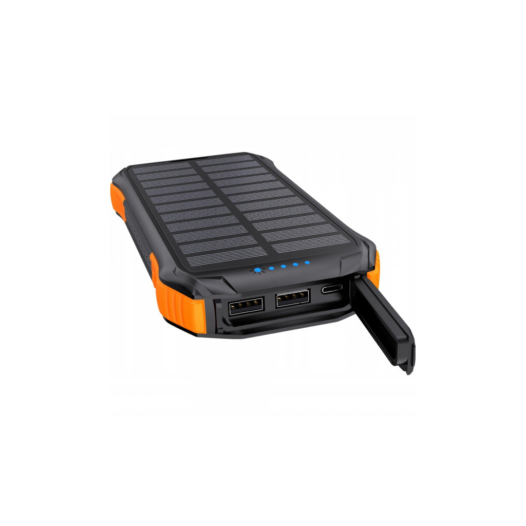 Батарея універсальна Choetech 10000mAh 10W 2USB-A+USB-C,solar panel Black-Orange (B658-OR) - зображення 2
