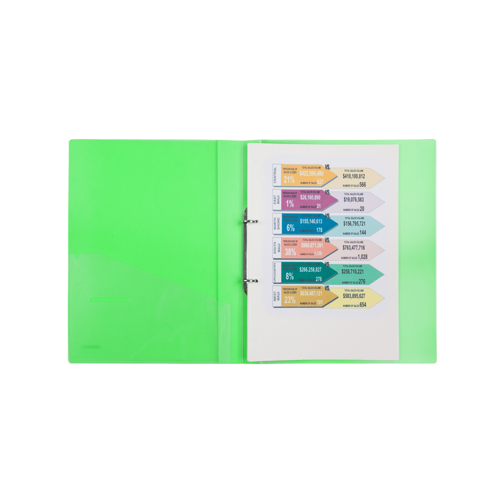 Папка на кільцях Axent А4 з 2-ма кільцями 700 мкм 25 мм Прозора зелена (1207-26-A) - изображение 2