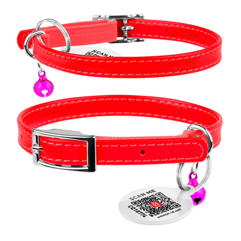 Нашийник для тварин WAUDOG Glamour з QR паспортом Д 17-20 см червоний (32753) - зображення 4