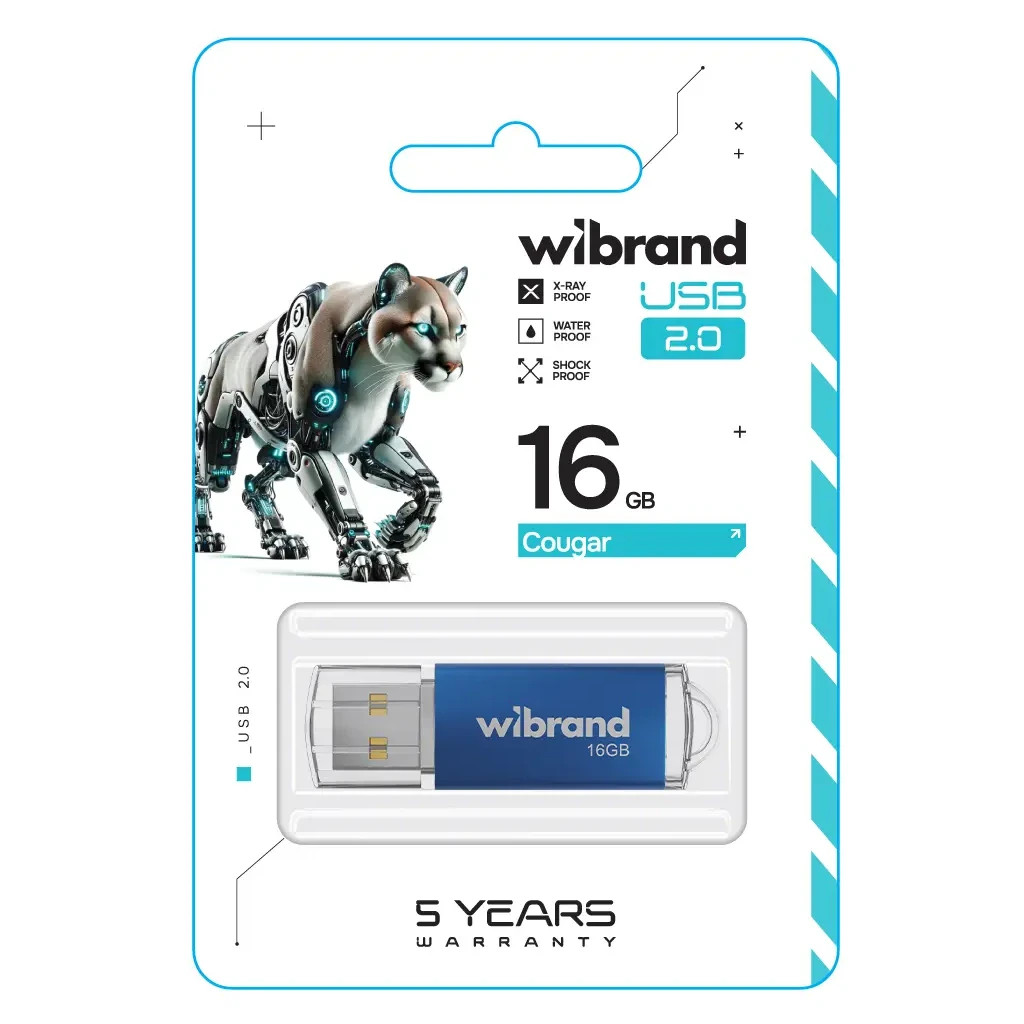 USB флеш накопичувач Wibrand 16GB Cougar Blue USB 2.0 (WI2.0/CU16P1U) - зображення 2