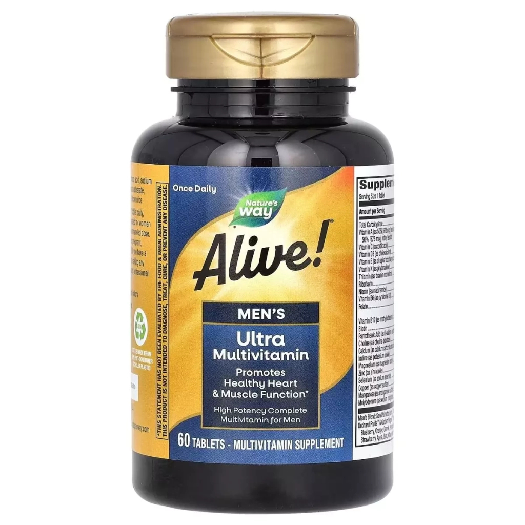 Мультивітамін Nature's Way Мультивітаміни ультра для Чоловіків, Alive! Men's Ultra Multivitamin, 60 (NWY-15685) - зображення 1