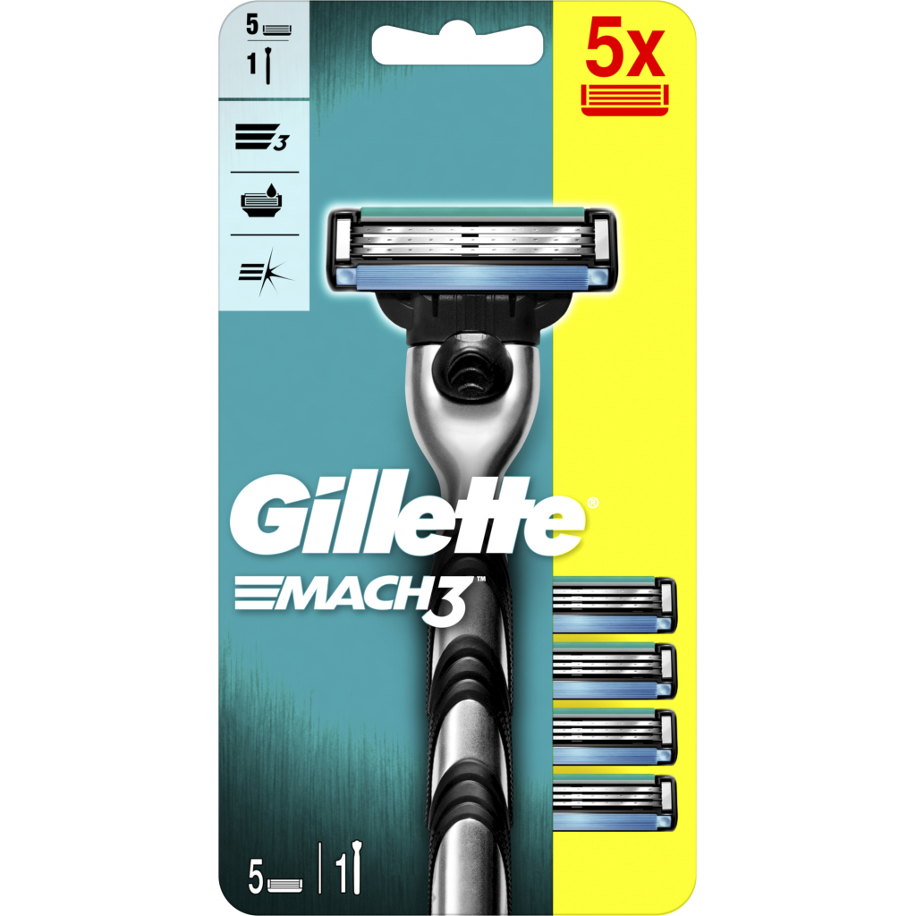 Бритва Gillette Mach3 з 5 змінними картриджами (7702018556199) - зображення 1