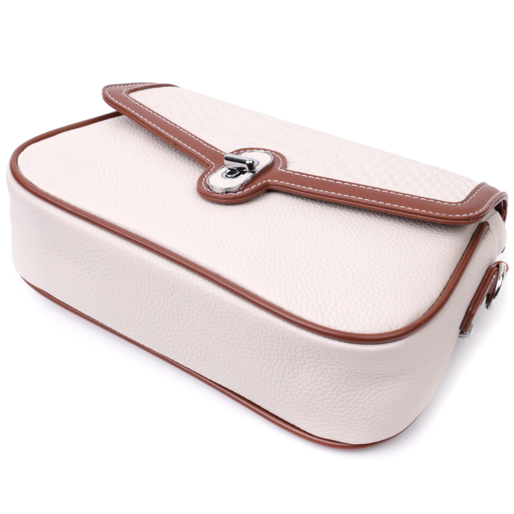 Сумка Vintage Жіноча з фактурним клапаном з натуральної шкіри Біла (22623) - зображення 7