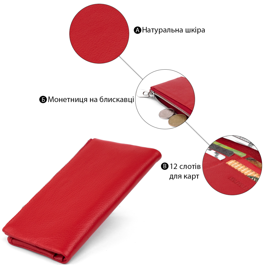 Гаманець ST Leather На кнопці Червоний (19202) - зображення 4