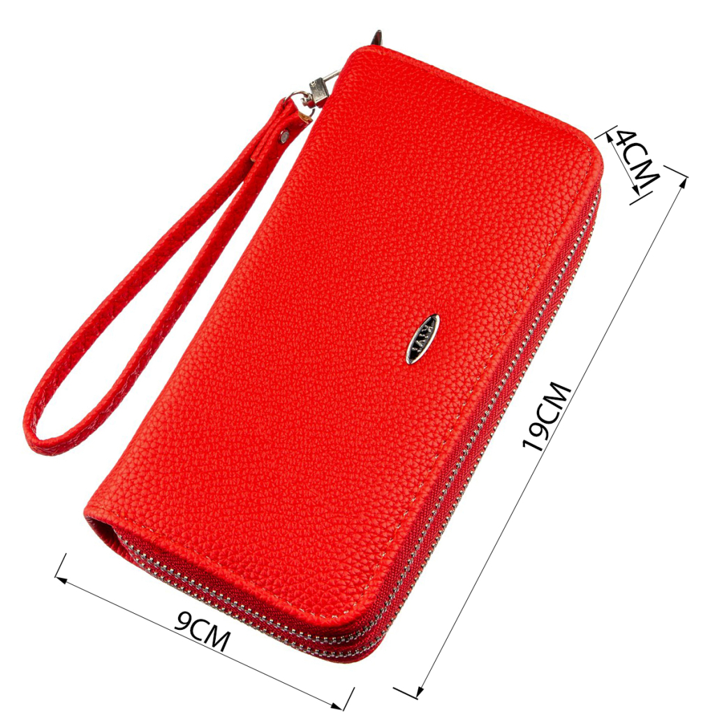 Гаманець Kivi З зернистої екошкіри Яскраво-червоний (19044) - зображення 4