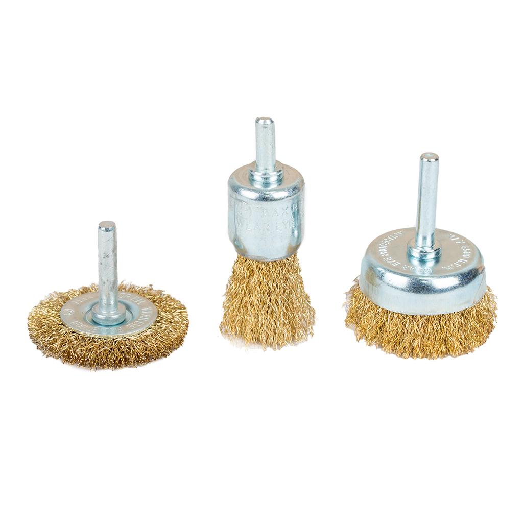 Щітка для електроінструменту Sigma набір 3шт, 25; 50; 50мм хвостовик 6мм, латуновані (9010011) - зображення 1