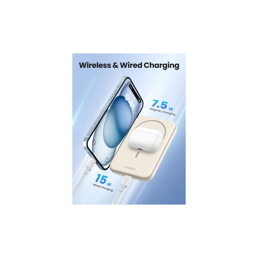 Батарея універсальна Ugreen 5000 mAh 15W Magnetic Wireless USB-C In/Out (PB560) (25207) - зображення 6