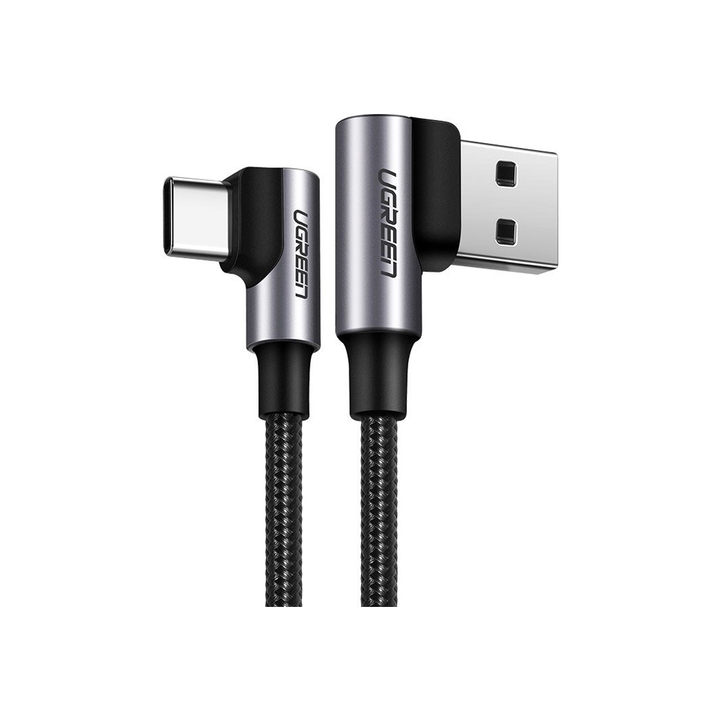 Дата кабель USB 2.0 AM to USB-C 2.0m 3A 90° corner US176 black Ugreen (20857) - зображення 1