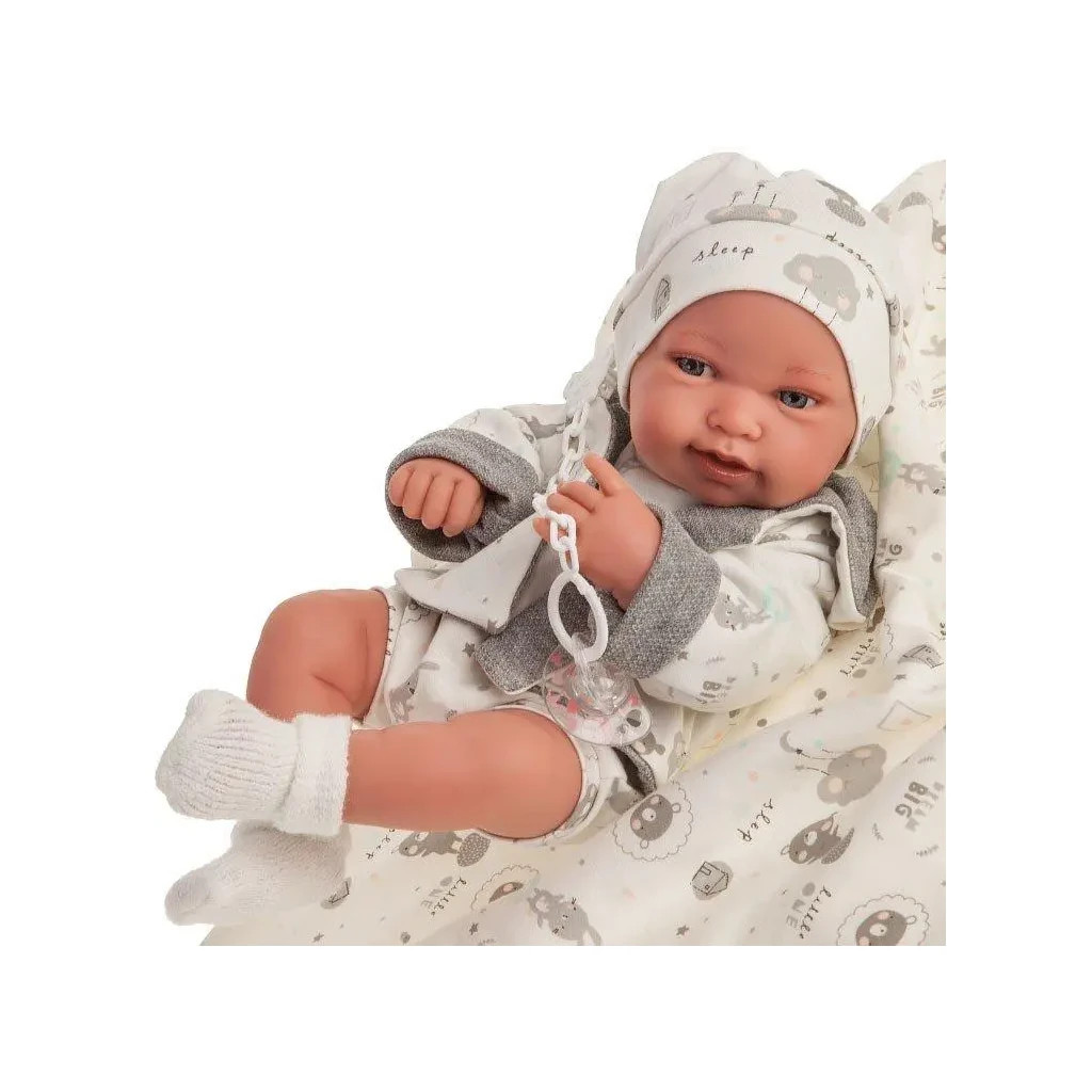 Пупс Antonio Juan Новонароджений Піпо в сірому з вініловим тілом 42 см (50083) - зображення 4