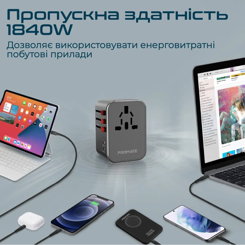 Зарядний пристрій Promate tripmate-36w.black - зображення 4