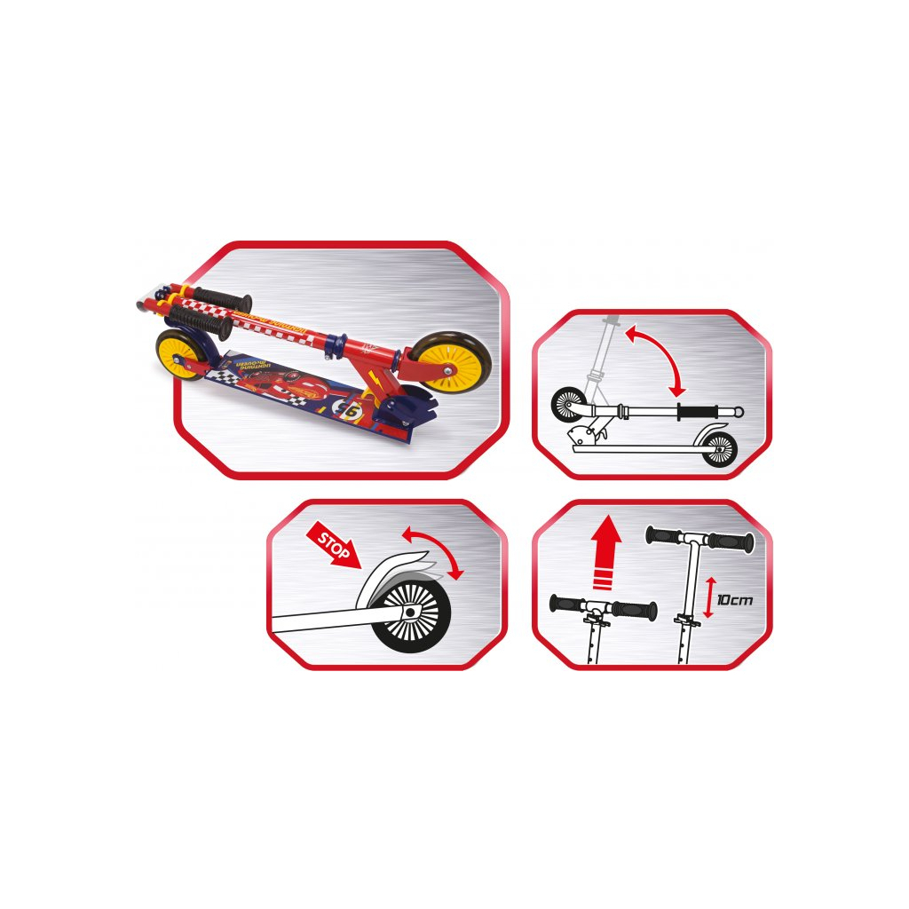 Самокат Smoby Toys Тачки розкладний з металевою рамою Двоколісний (750337) - зображення 2