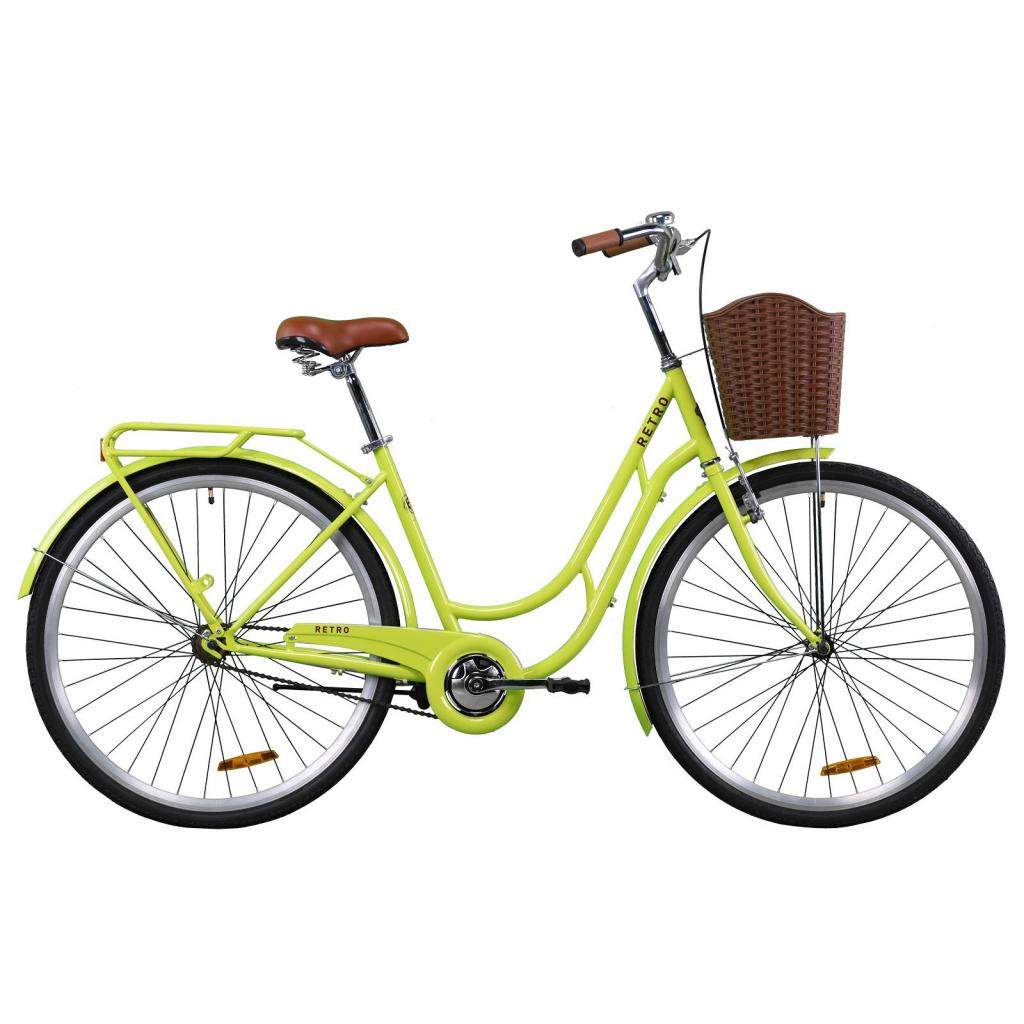 Велосипед Дорожник 28" RETRO рама-19" St 2020 салатовий, багажник + кошик (OPS-D-28-183) - зображення 1