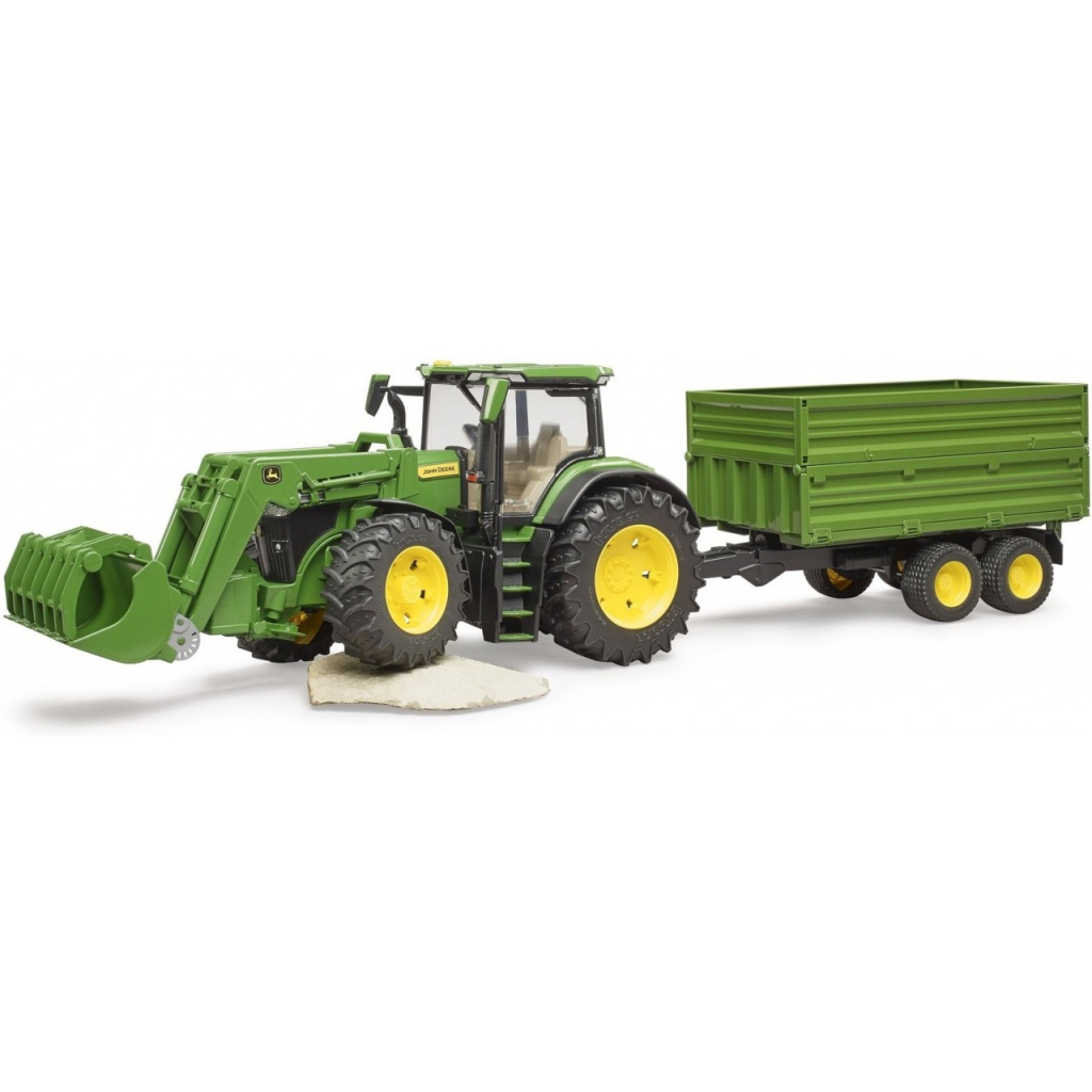 Спецтехніка Bruder трактор John Deere 7R 350 з навантажувачем та причепом (03155) - зображення 4