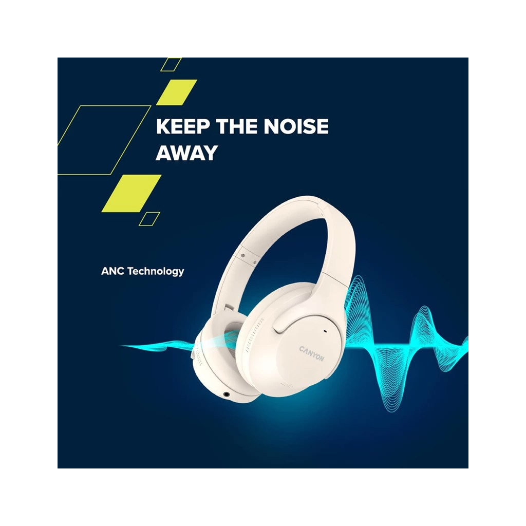 Навушники Canyon OnRiff 10 ANC Bluetooth Beige (CNS-CBTHS10BG) - зображення 4