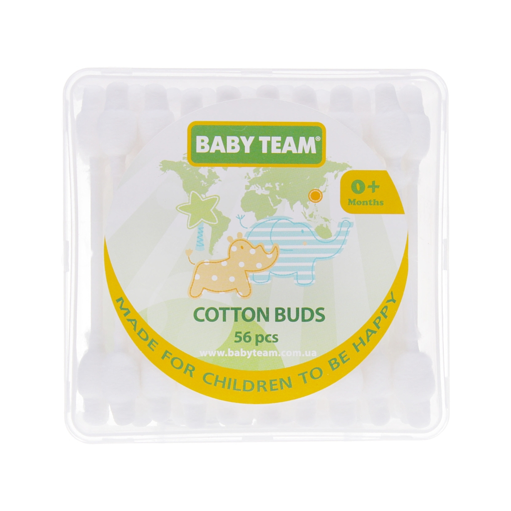 Ватні палички Baby Team з обмежувачем, 56 шт (0100) - изображение 1