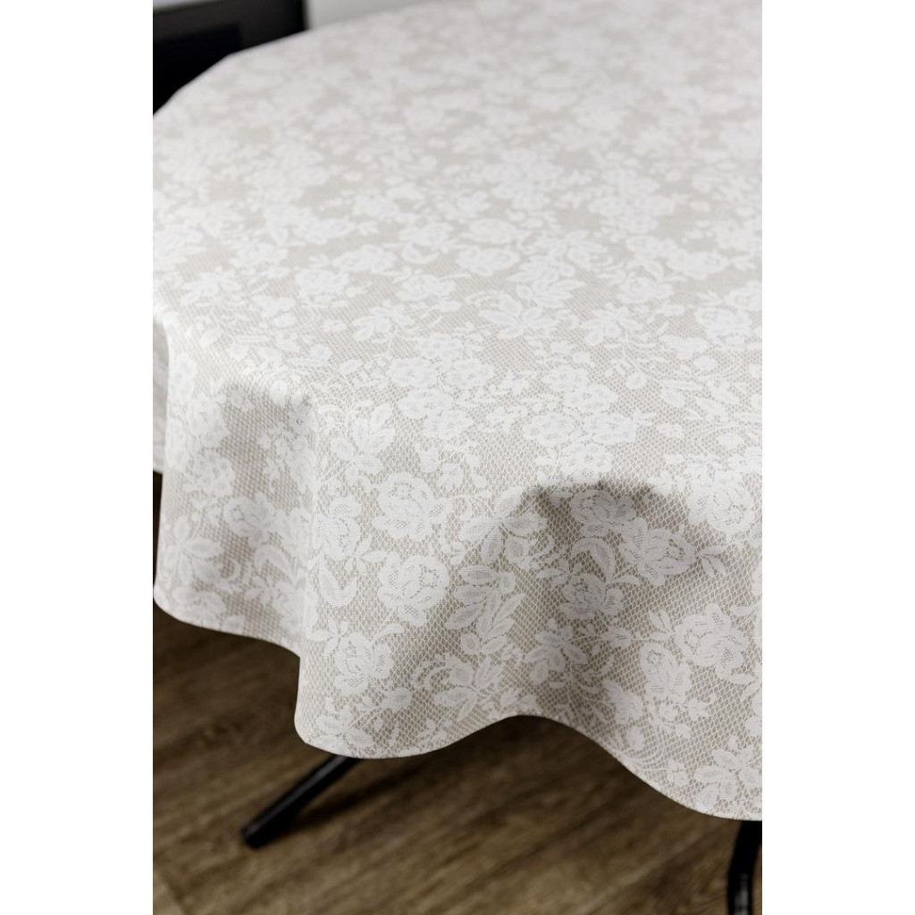 Скатертина Прованс непромокаюча Simfoni Мереживо на натюрель D-136 см (033613) - зображення 1