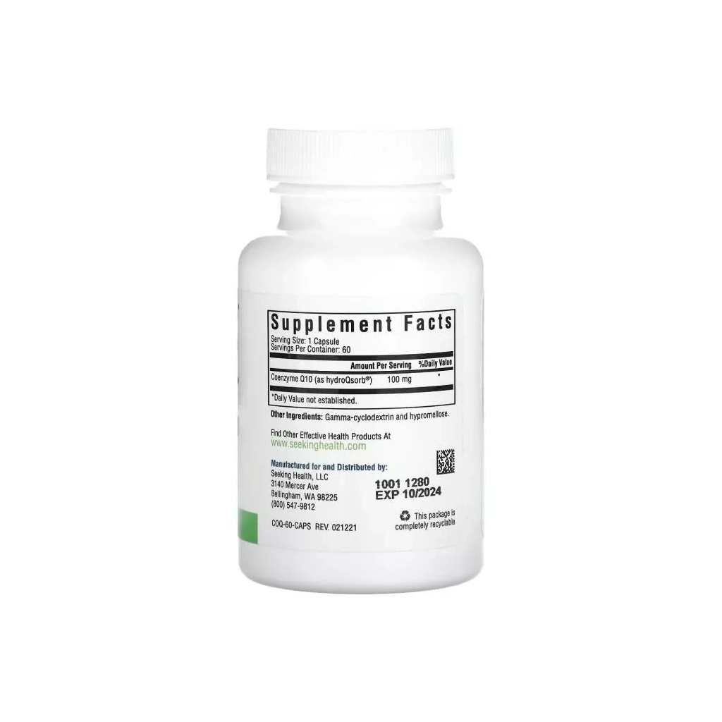 Вітамінно-мінеральний комплекс Seeking Health Коензим Q10, 100 мг, Optimal CoQ10, 60 вегетаріанських капсул (SKH-52022) - зображення 2