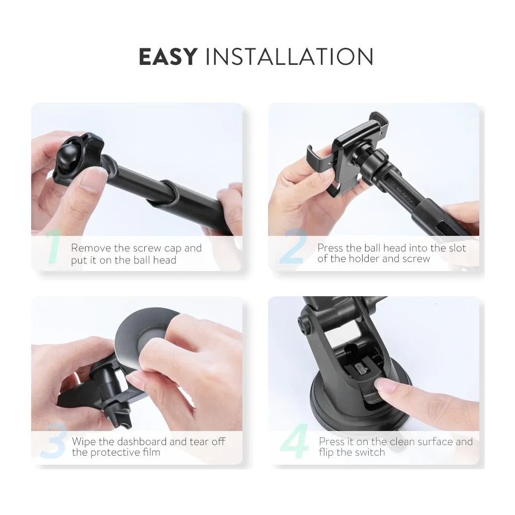 Універсальний автотримач Ugreen LP200 Gravity Phone Holder with Suction Cup Black (60990B) - зображення 3