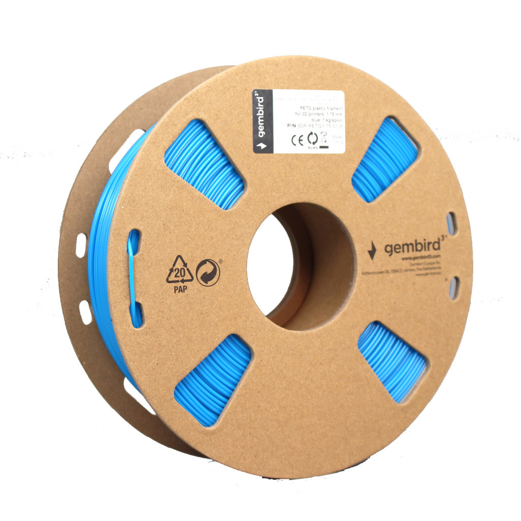 Пластик для 3D-принтера Gembird PETG, 1.75 мм, blue, 1 кг (3DP-PETG1.75-01-B) - зображення 2